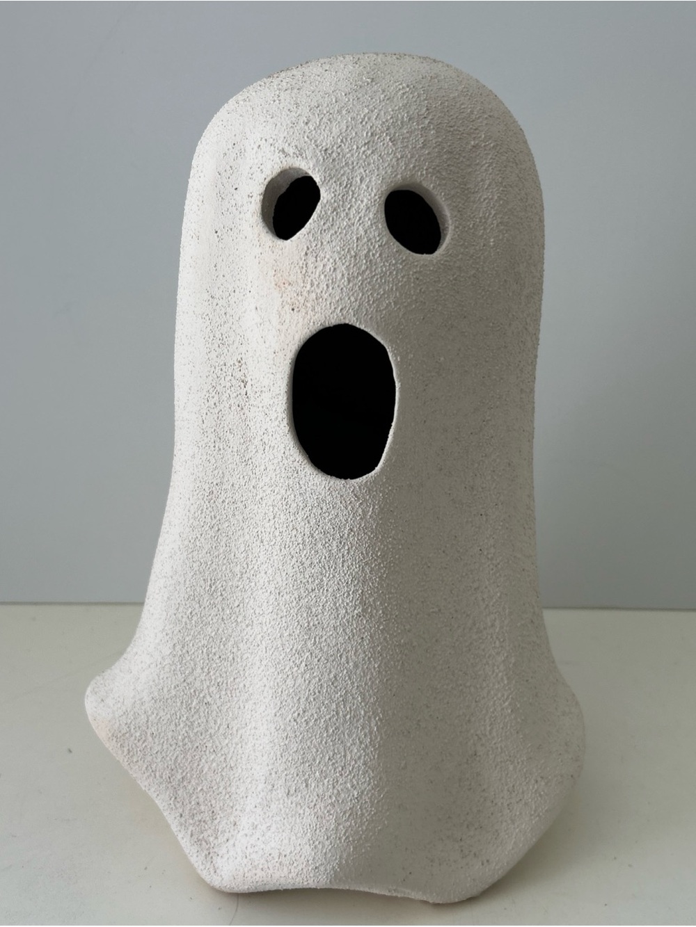 Neutral 13” White Terracotta Ghost Halloween Sculpture Home Accent